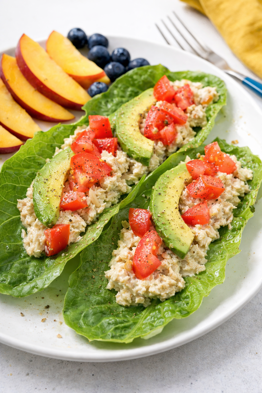 Avocado Tuna Salad in Crisp Lettuce Cups