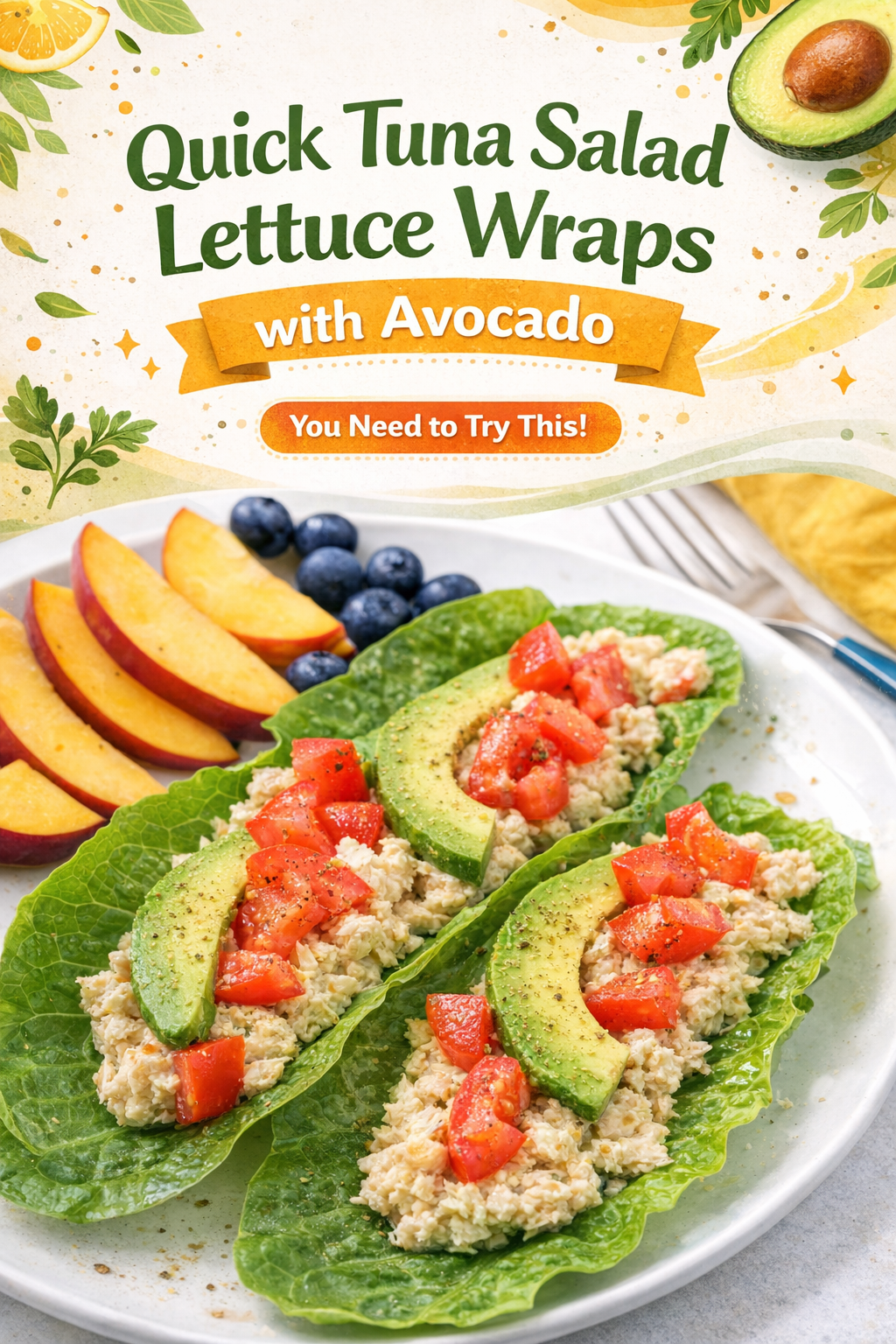 Avocado Tuna Salad in Crisp Lettuce Cups