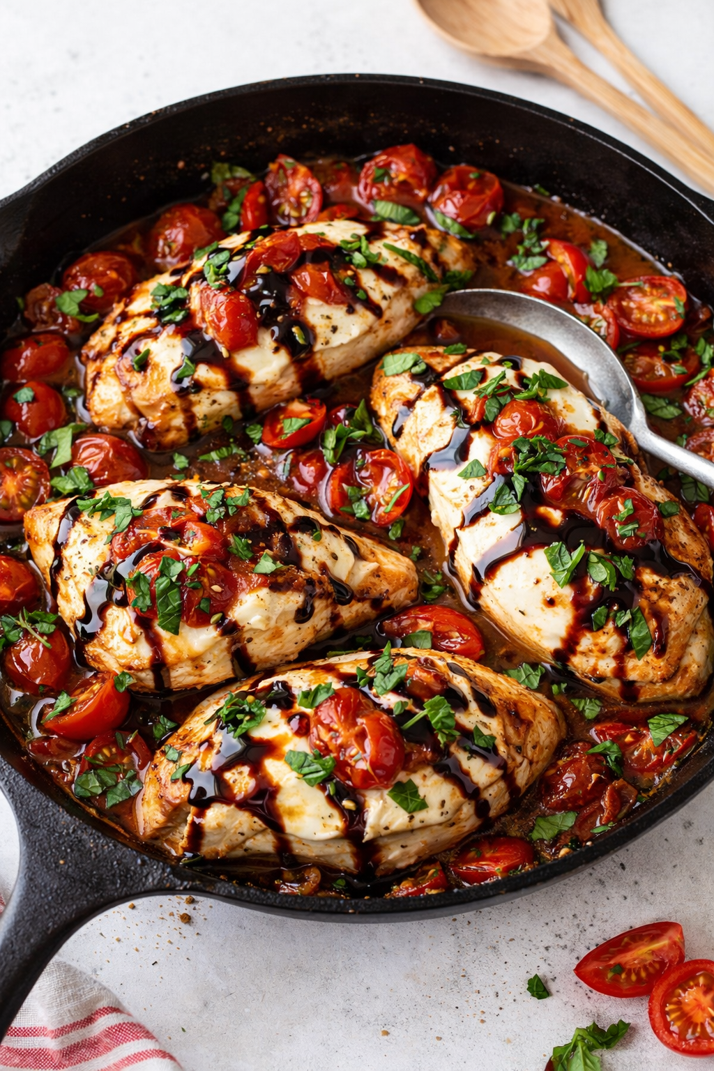Balsamic Glazed Caprese Chicken Skillet