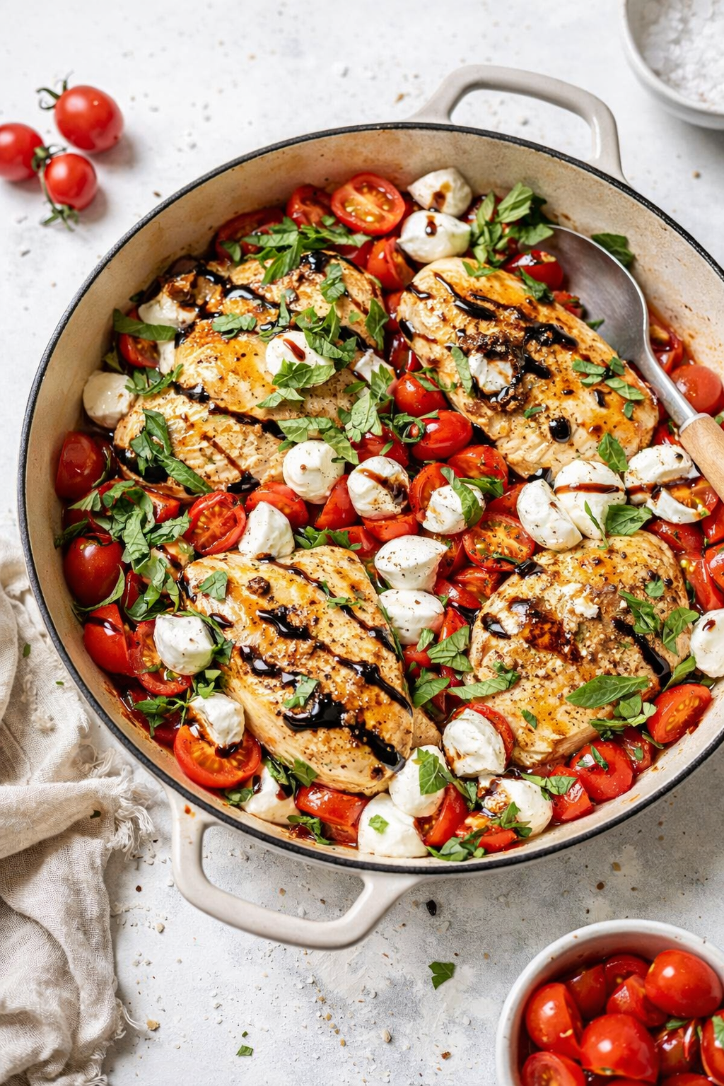 Balsamic Glazed Caprese Chicken Skillet
