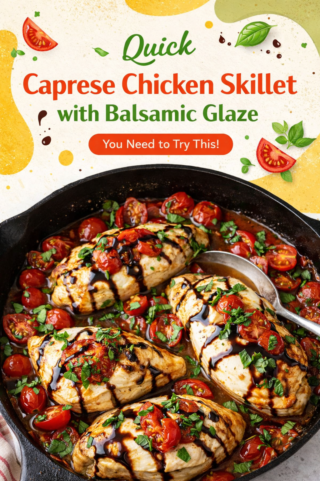 Balsamic Glazed Caprese Chicken Skillet