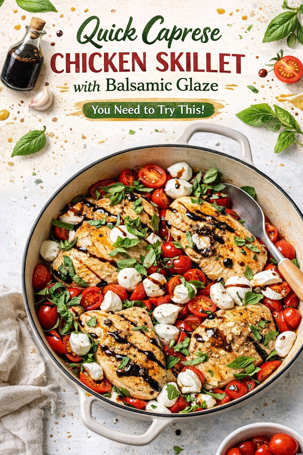 Balsamic Glazed Caprese Chicken Skillet