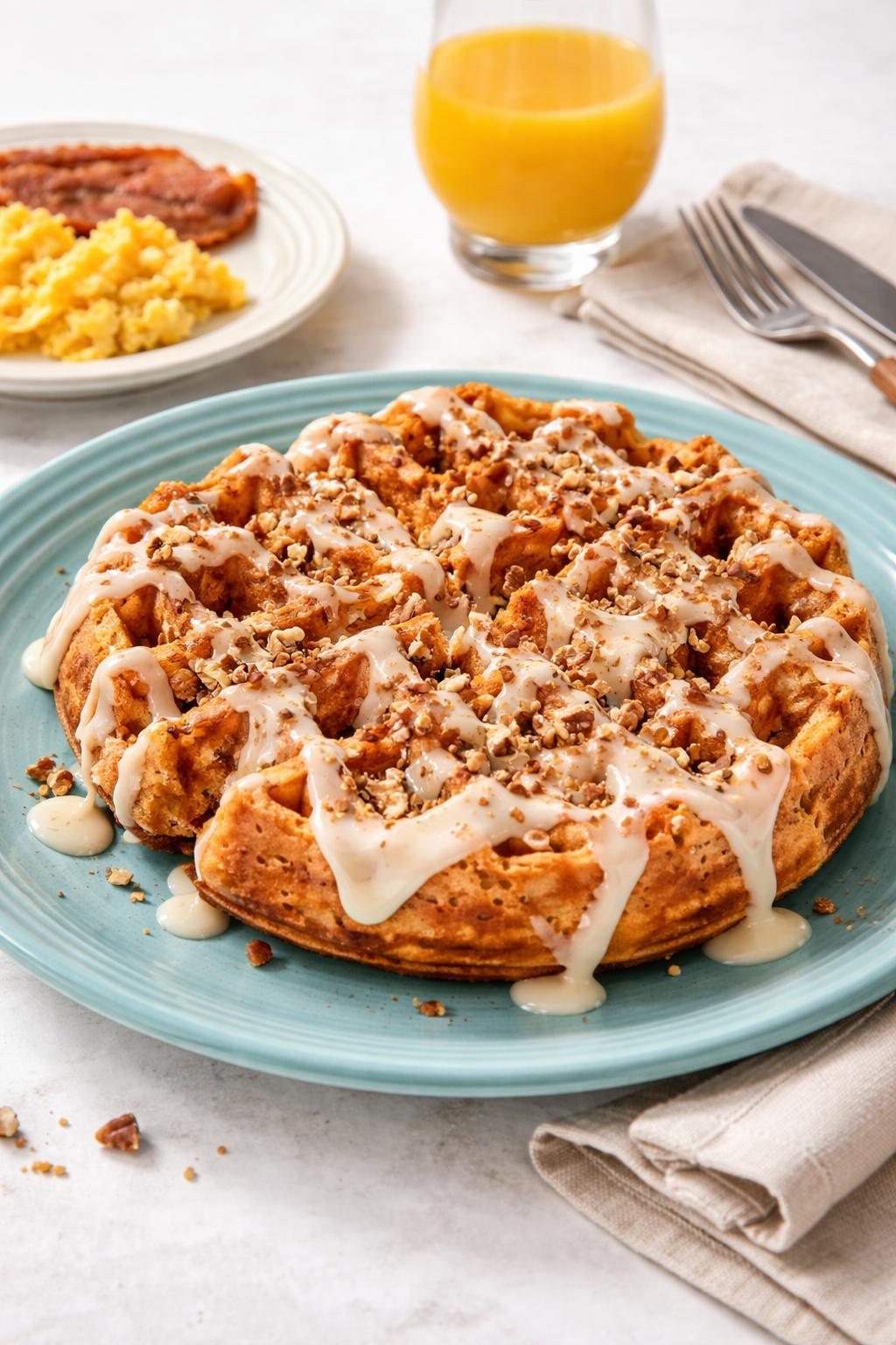 Carrot Cake Waffles and Maple Cream Cheese Syrup