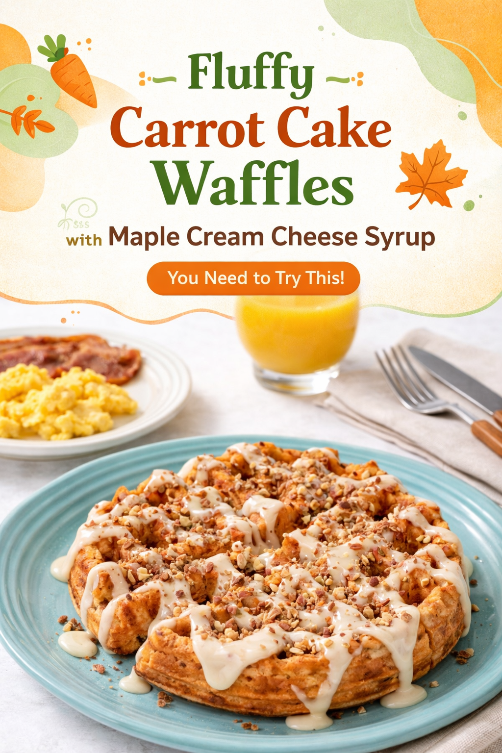 Carrot Cake Waffles and Maple Cream Cheese Syrup