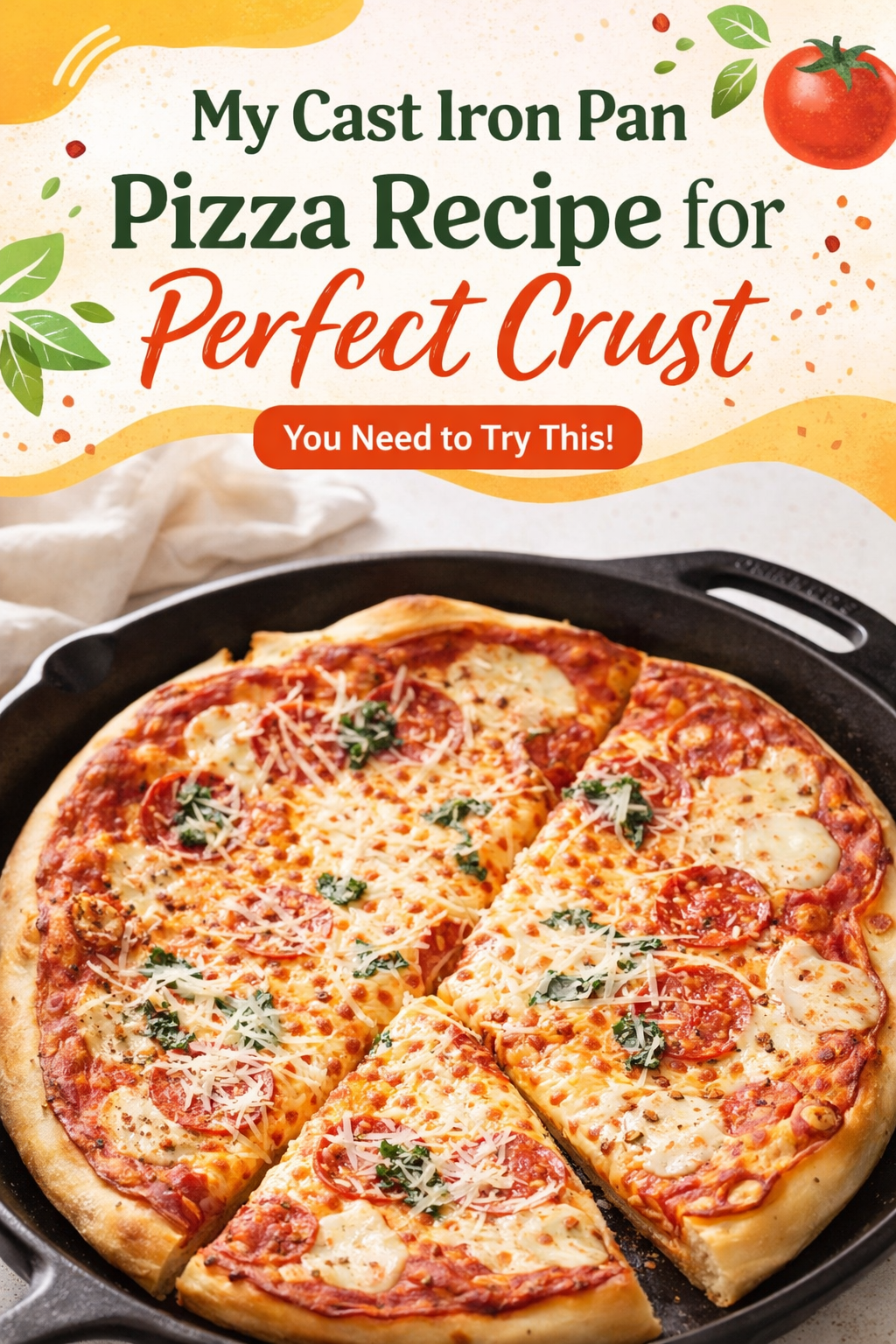 Cast Iron Skillet Pizza with Crispy Crust
