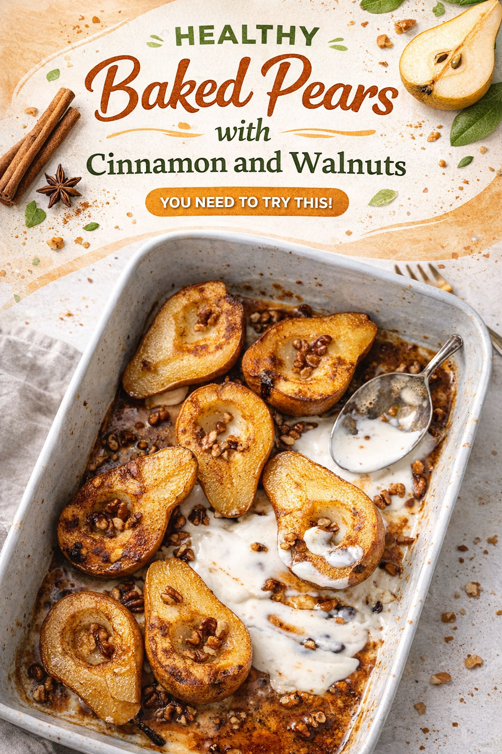 Cinnamon Walnut Baked Pears