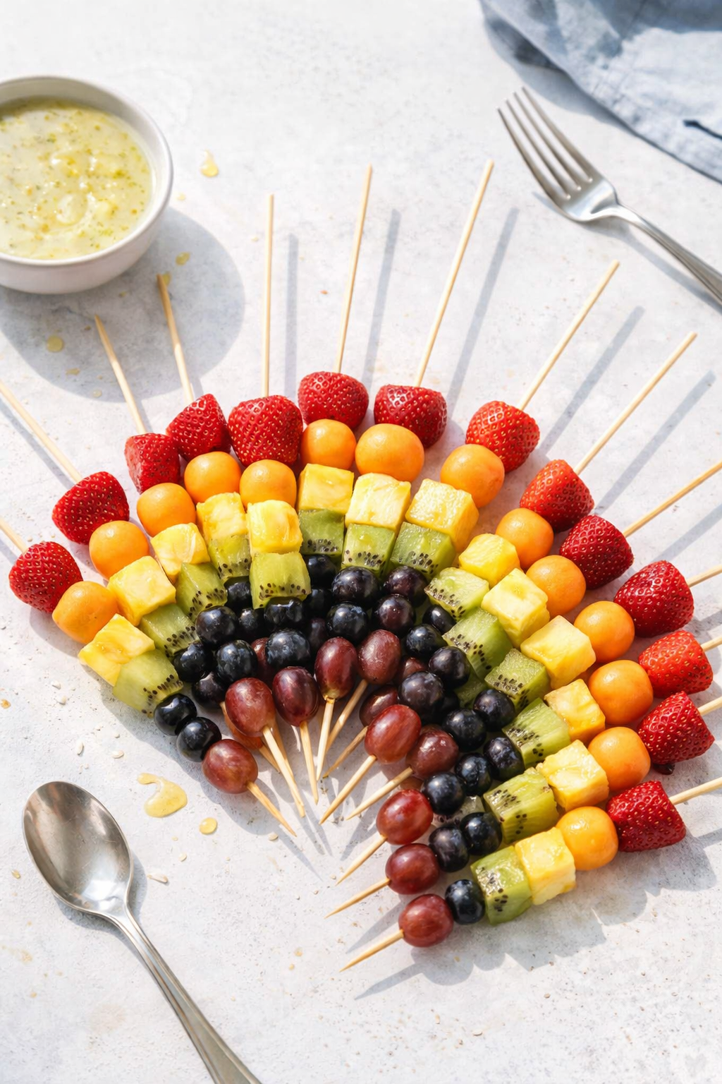 Colorful Fruit Skewers with Sweet Lime Dip
