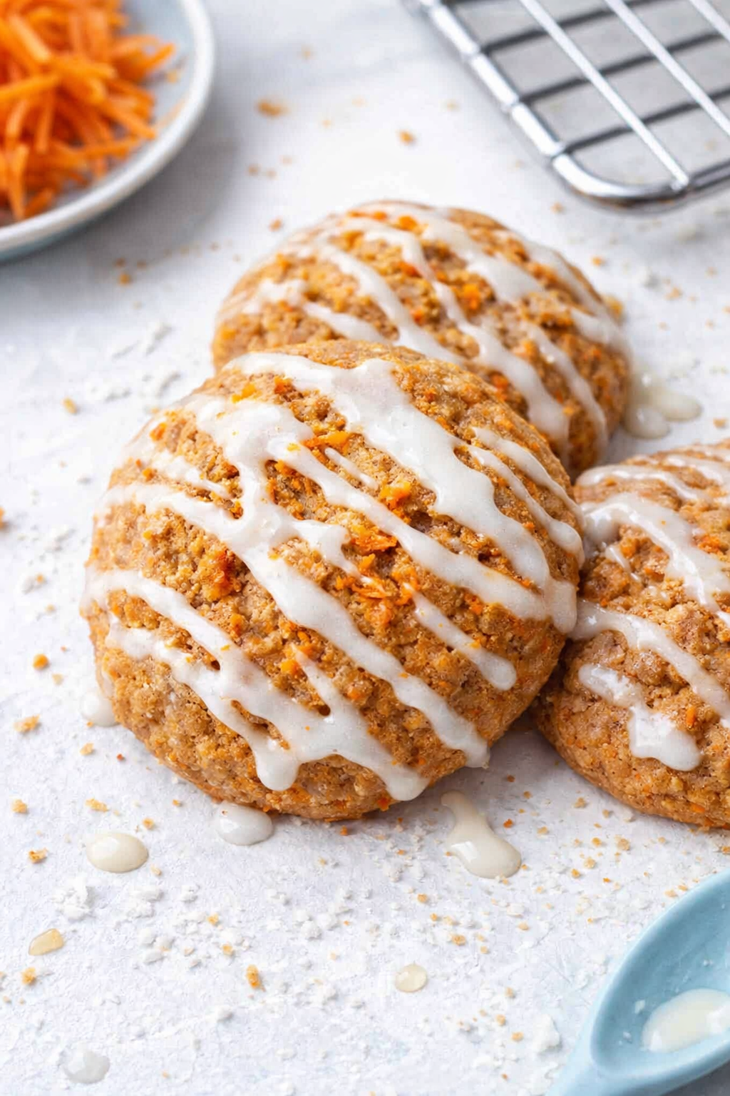 Cream Cheese Drizzled Carrot Cake Cookies