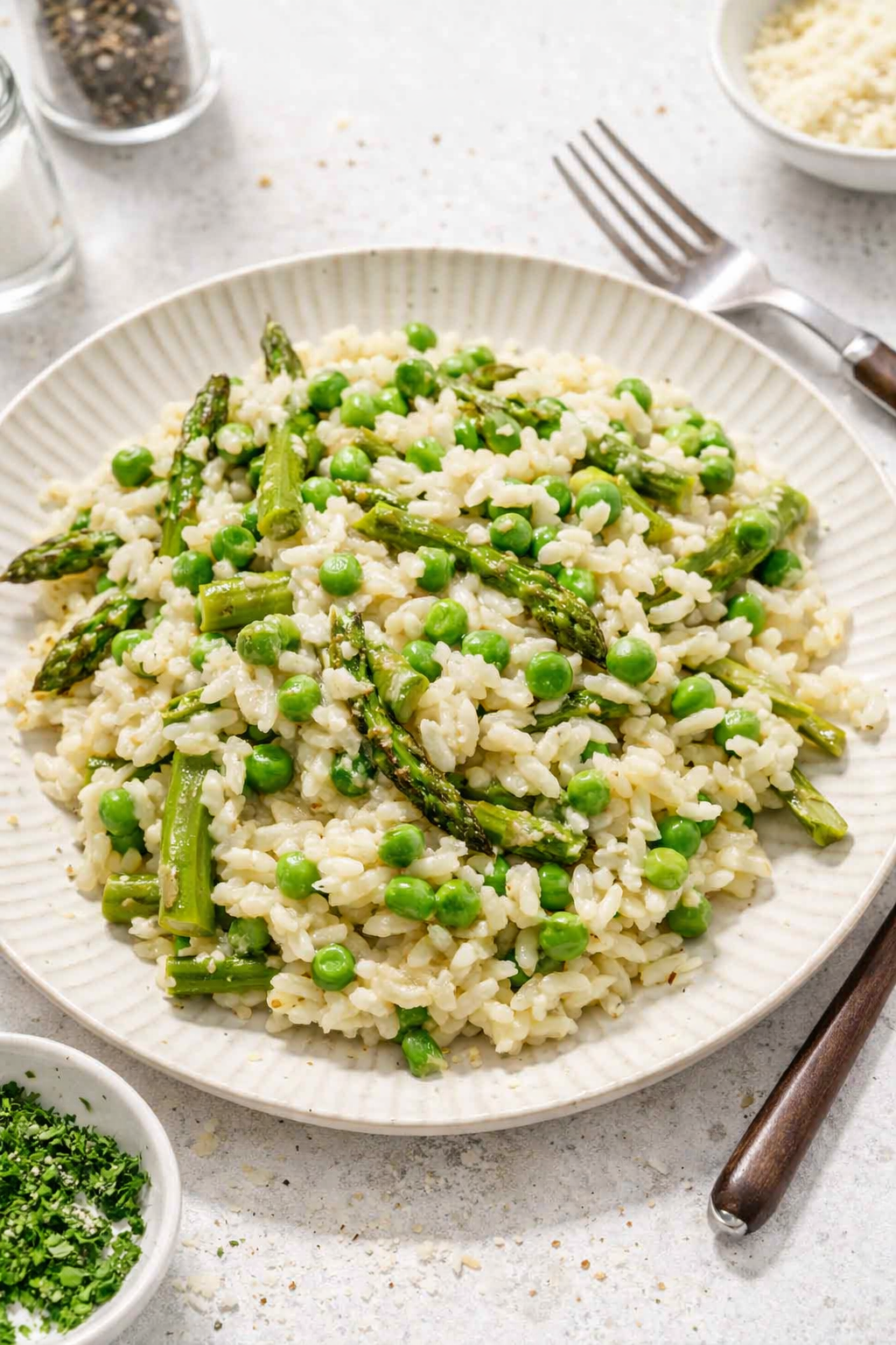 Creamy Asparagus Risotto with Spring Peas
