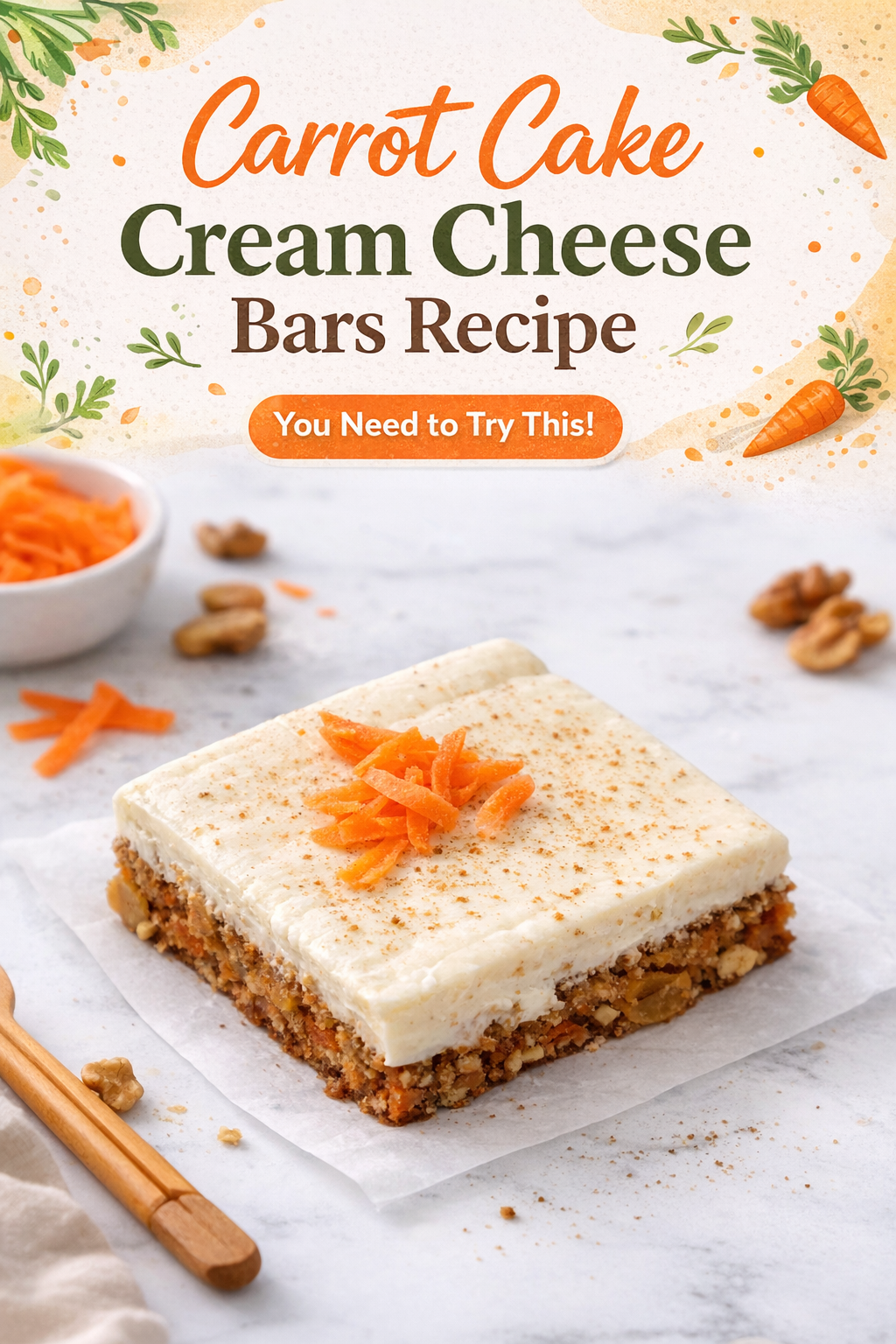 Creamy Carrot Cake Cheesecake Bars