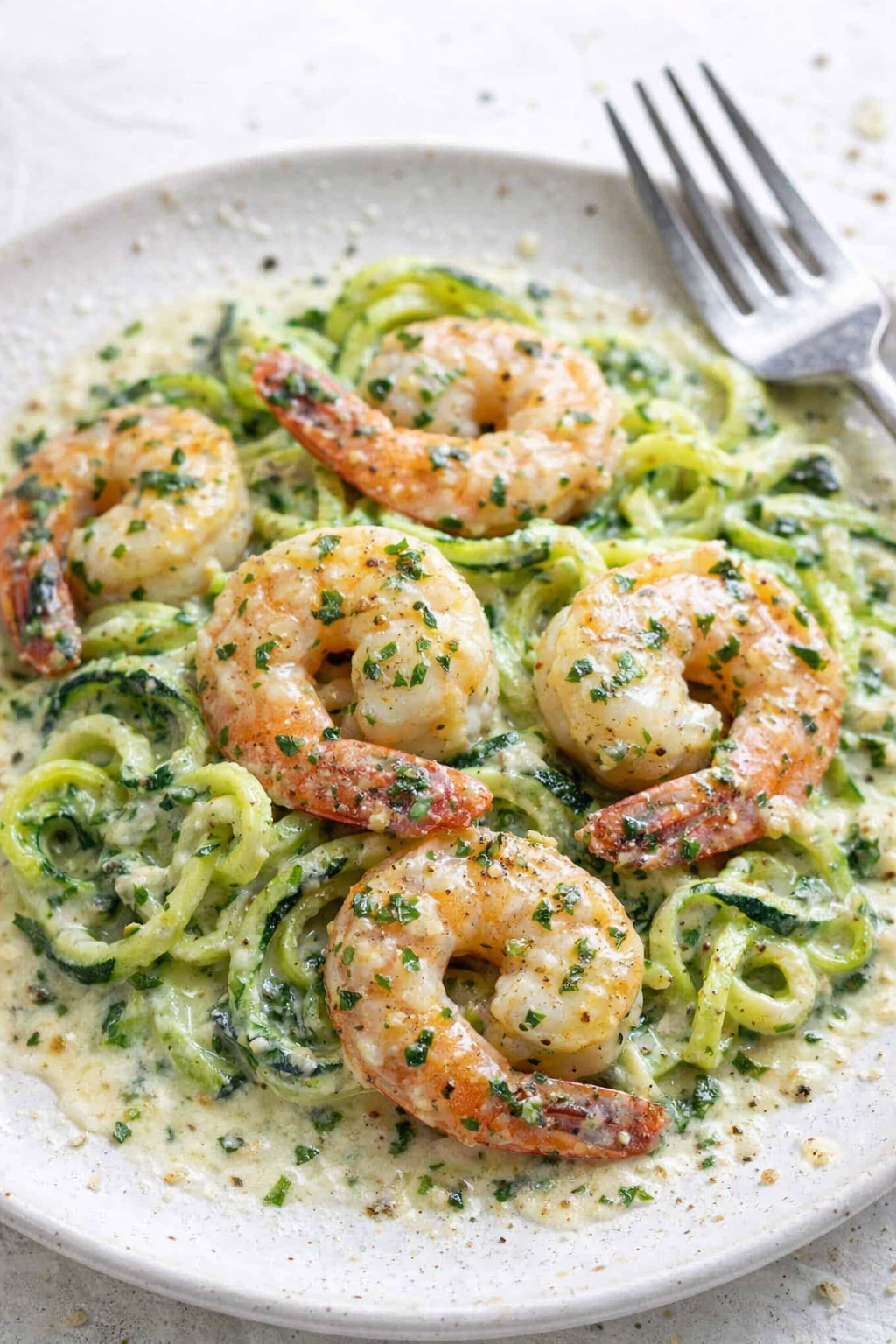 Creamy Garlic Butter Shrimp with Zucchini Noodles