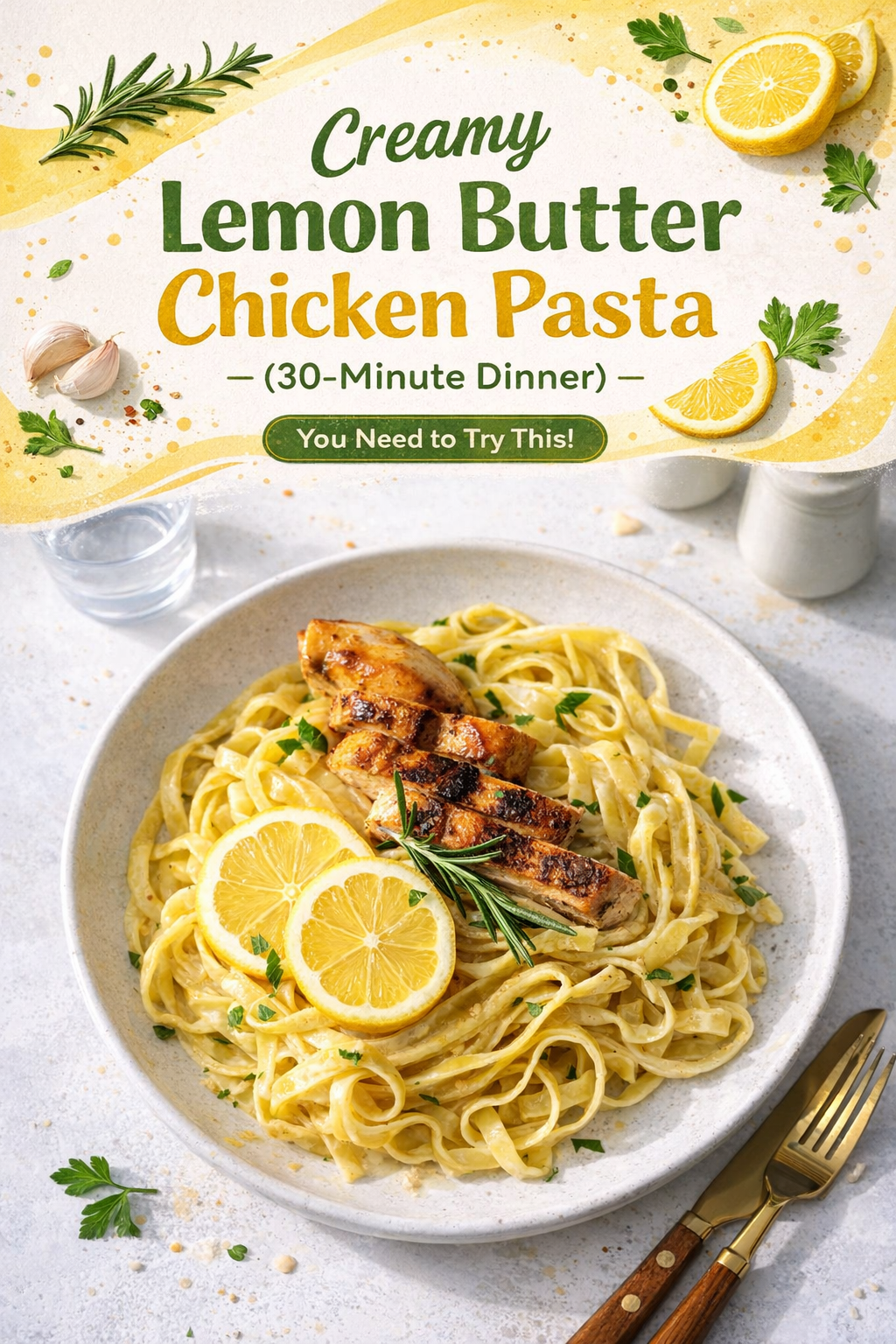 Creamy Lemon Butter Chicken Pasta (30-Minute Dinner)