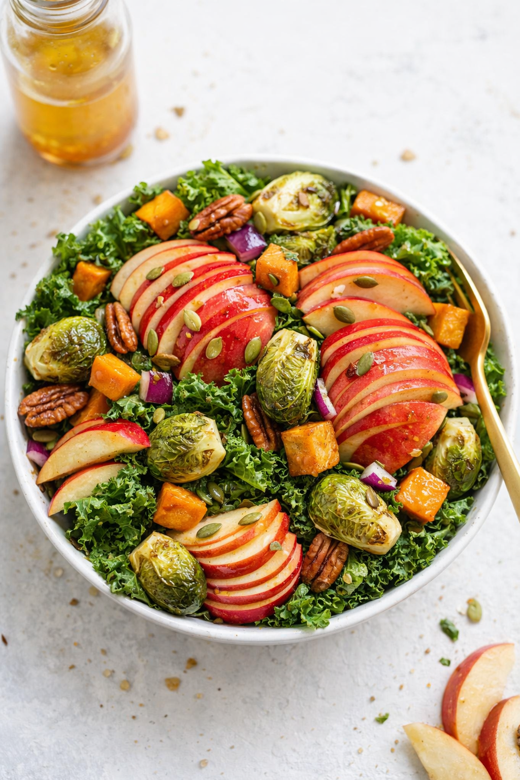 Crisp Kale Apple Salad with Cider Dressing