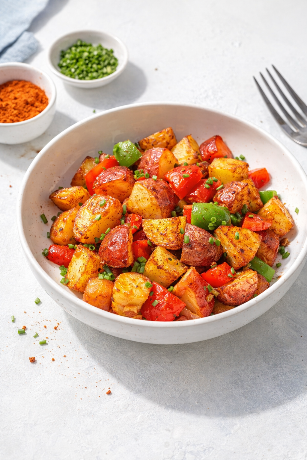 Crispy Air Fryer Potatoes and Peppers