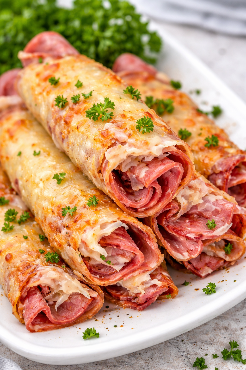 Crispy Keto Reuben Roll Ups