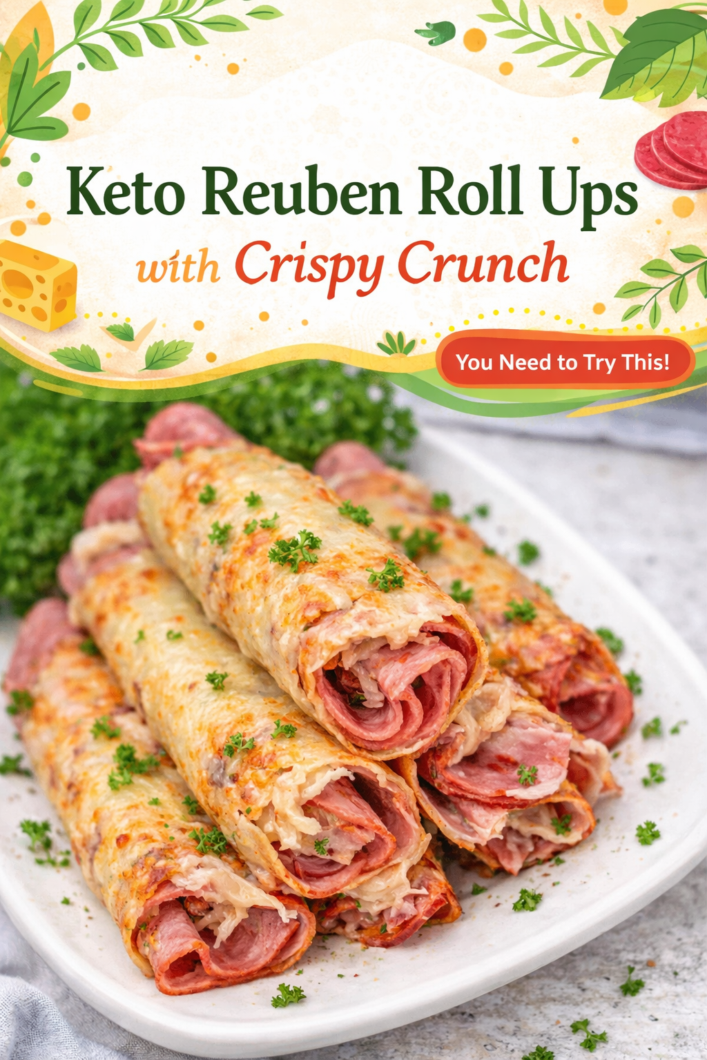 Crispy Keto Reuben Roll Ups