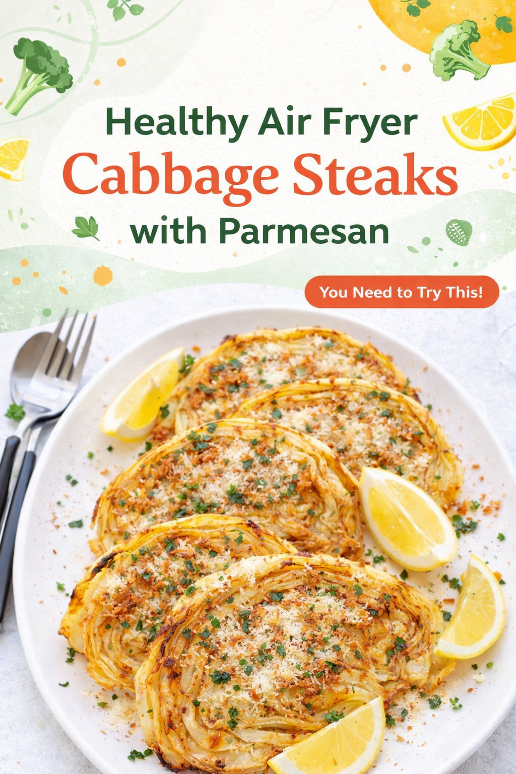 Crispy Parmesan Air Fryer Cabbage Steaks