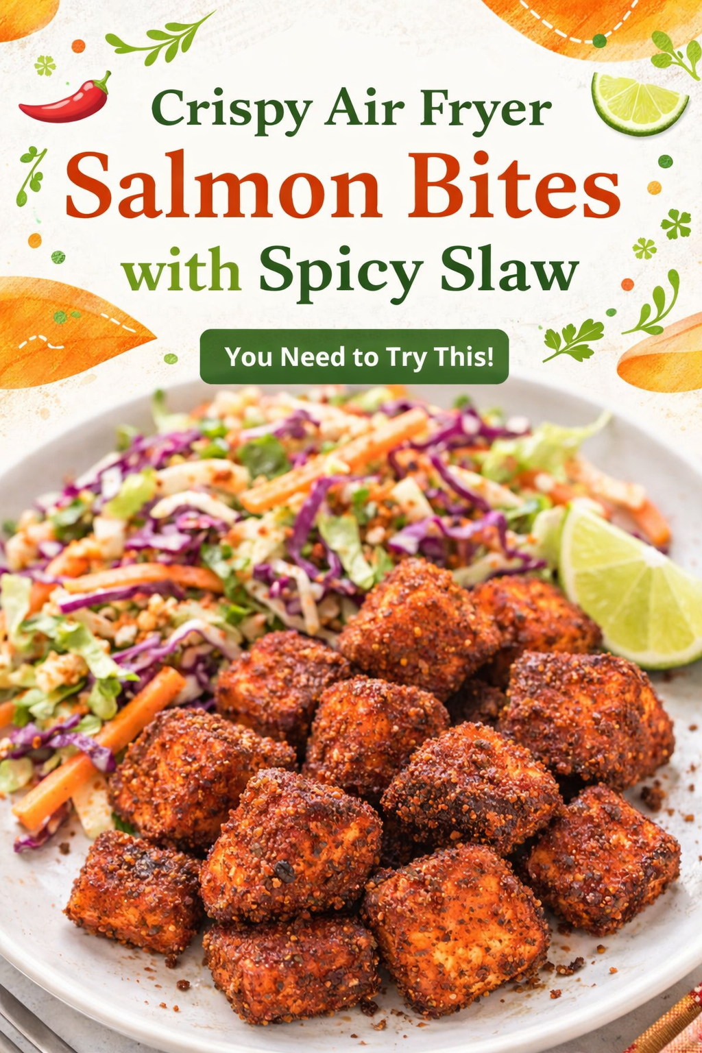 Crispy Salmon Bites with Zesty Slaw