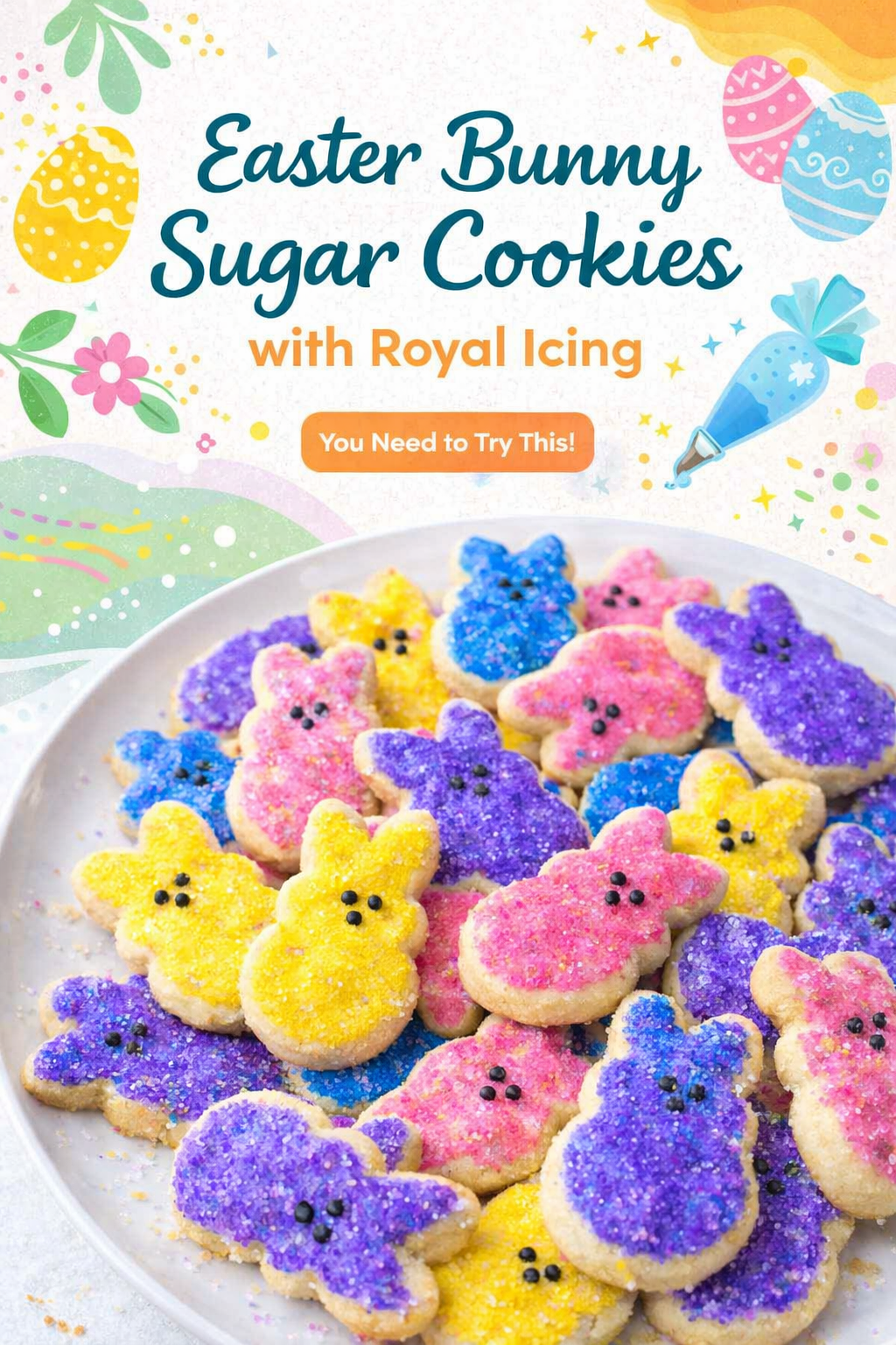 Easter Bunny Sugar Cookies with Royal Icing