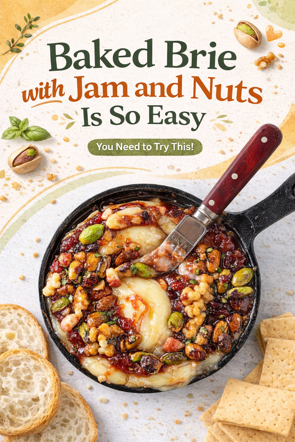 Easy Baked Brie with Jam and Nuts