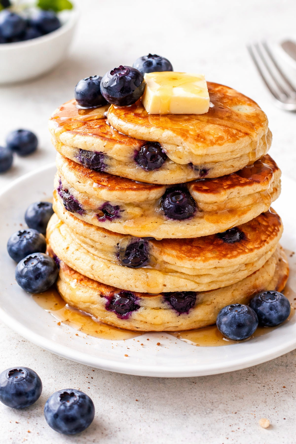 Fluffy Blueberry Cloud Cottage Cheese Pancakes