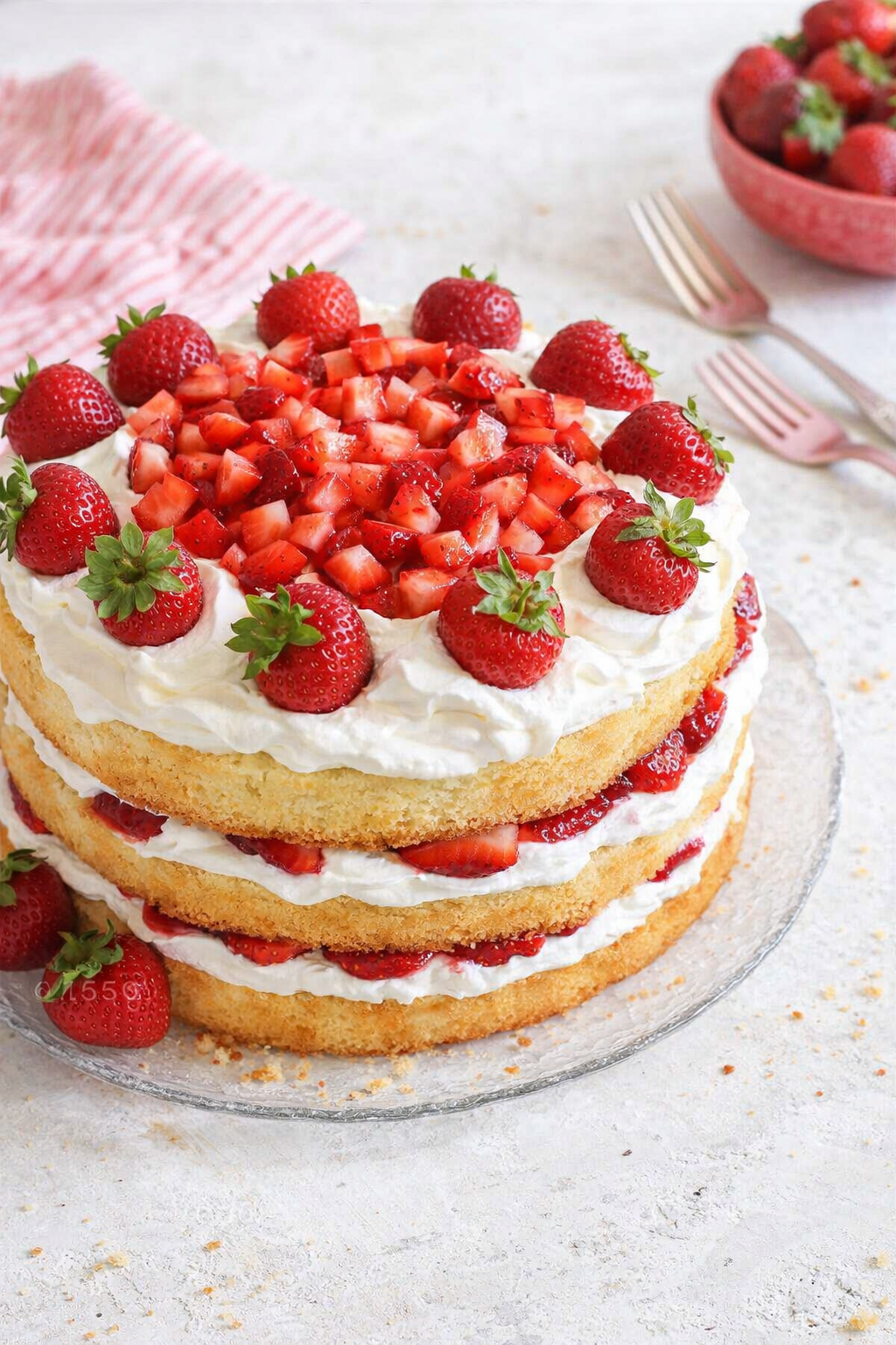 Fresh Strawberry Shortcake with Cream