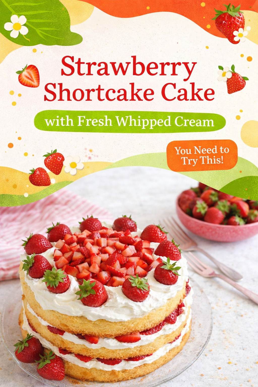 Fresh Strawberry Shortcake with Cream