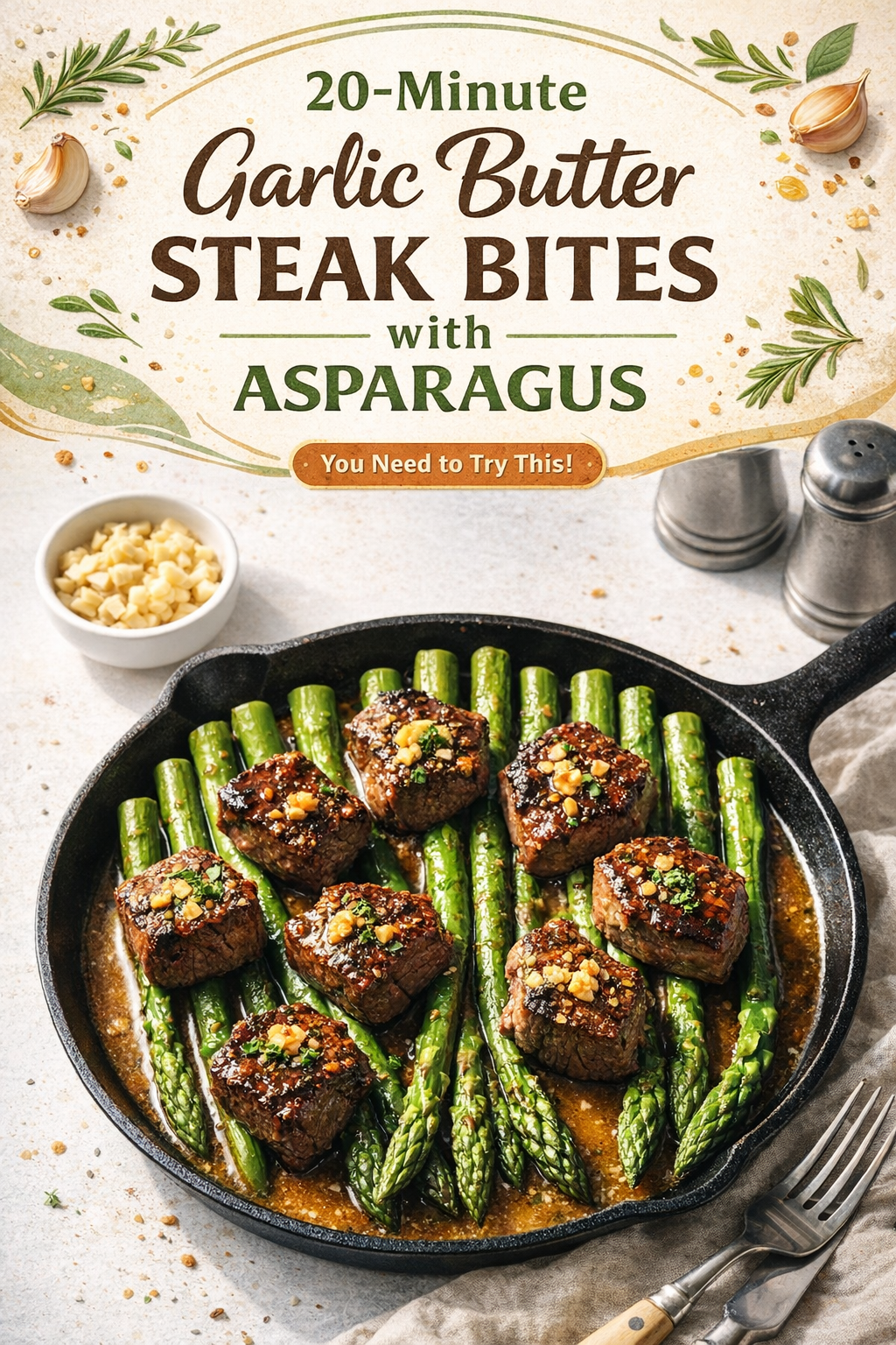 Garlic Butter Steak and Asparagus Skillet