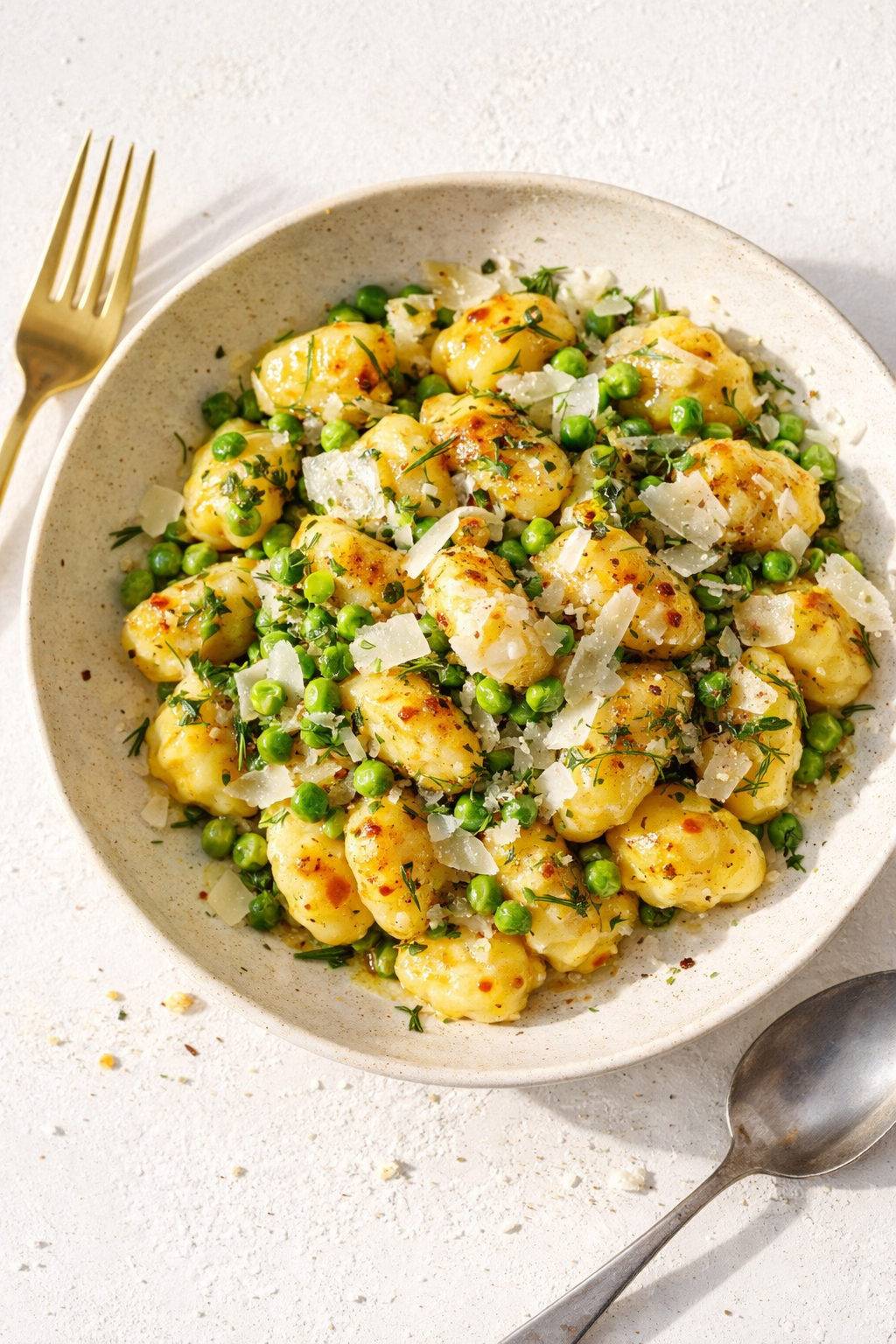 Garlic Parmesan Gnocchi with Peas