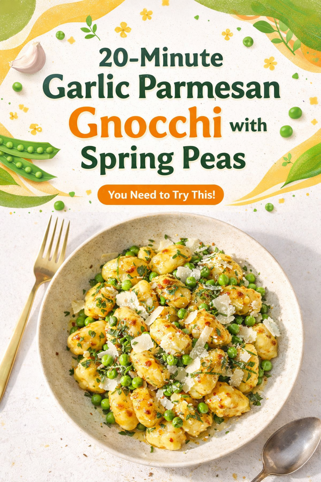 Garlic Parmesan Gnocchi with Peas