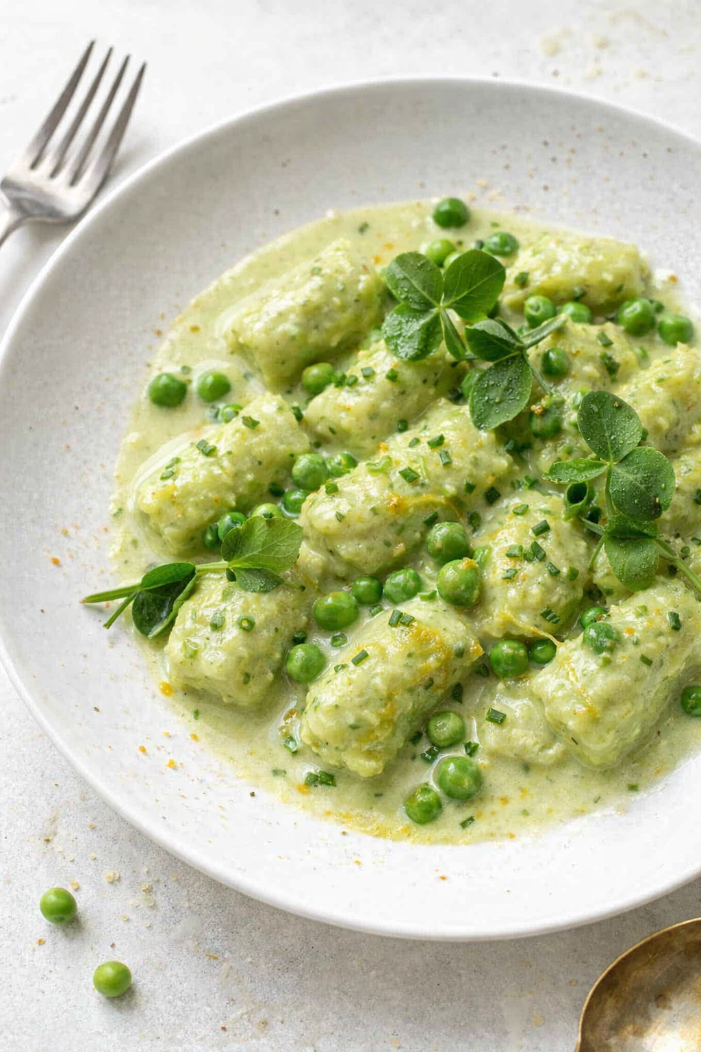 Garlic Parmesan Gnocchi with Spring Peas