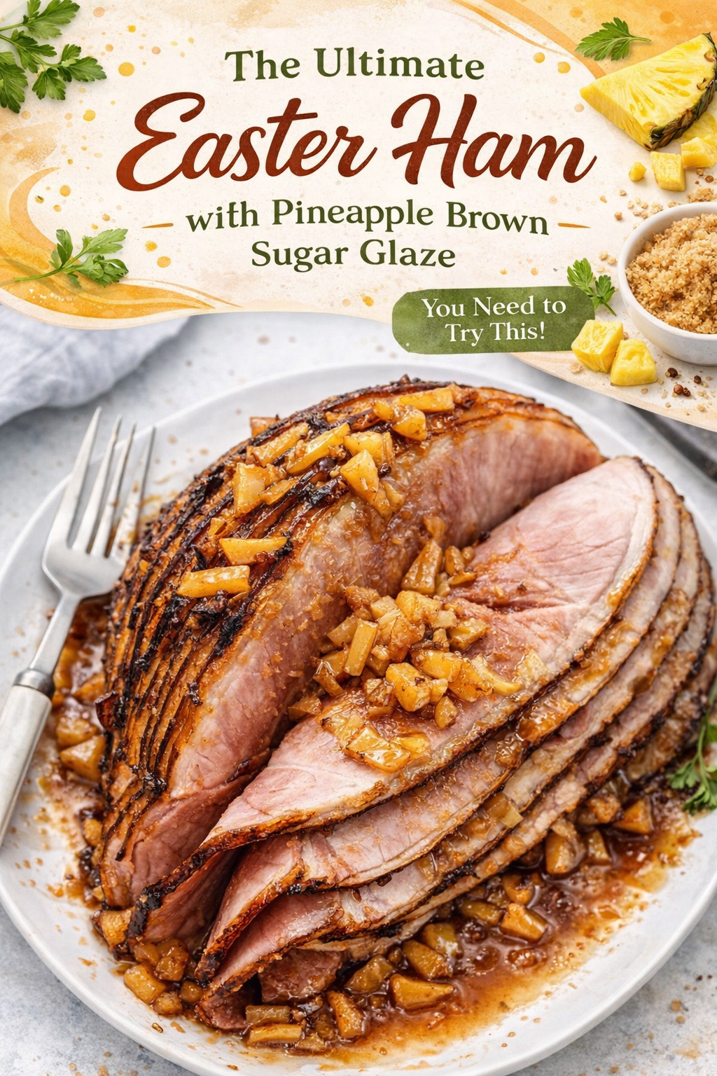 Glazed Easter Ham with Pineapple and Brown Sugar