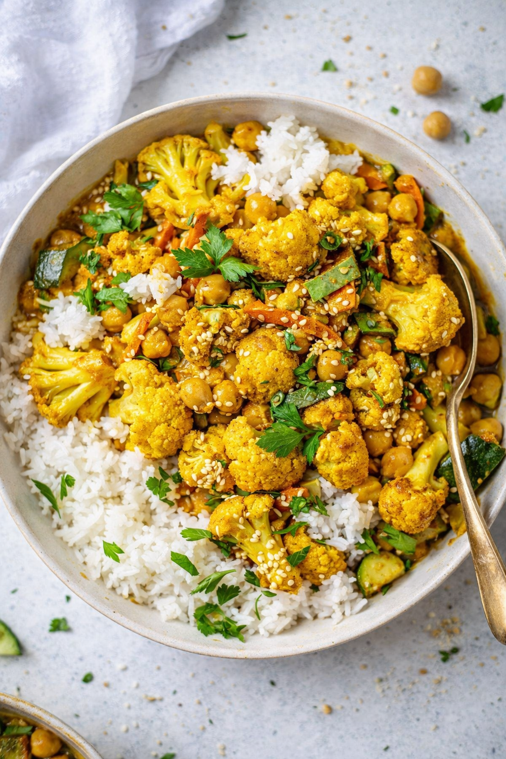 Golden Cauliflower Chickpea Coconut Curry