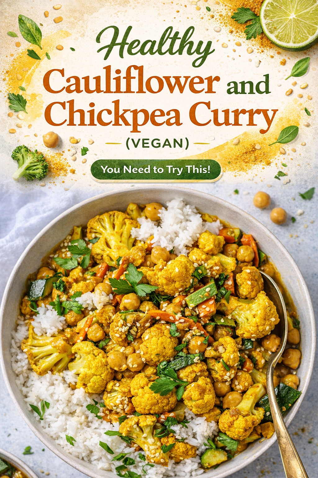 Golden Cauliflower Chickpea Coconut Curry