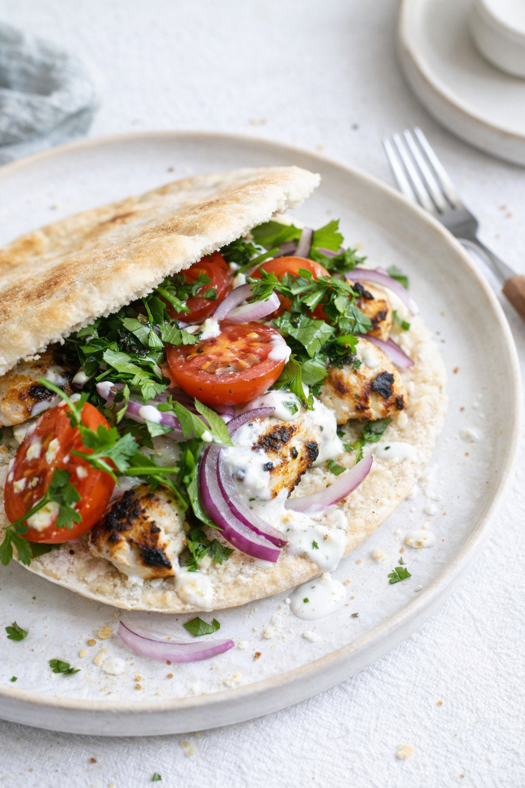 Grilled Chicken Souvlaki and Warm Pita