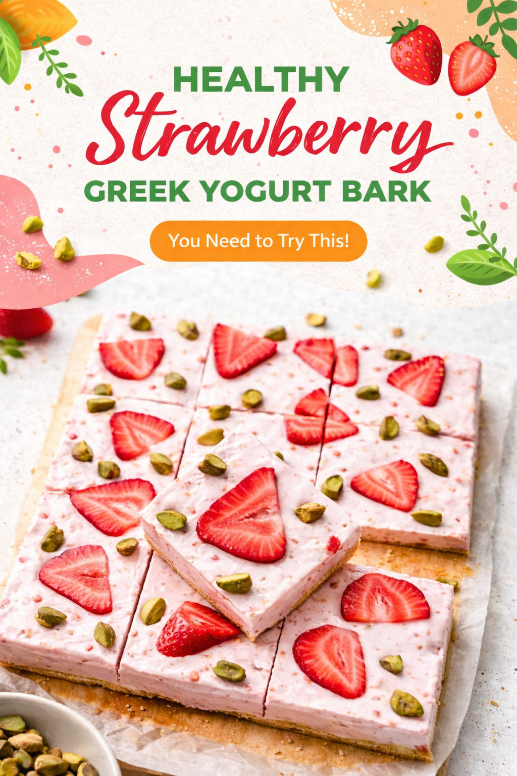 Healthy Strawberry Greek Yogurt Bark
