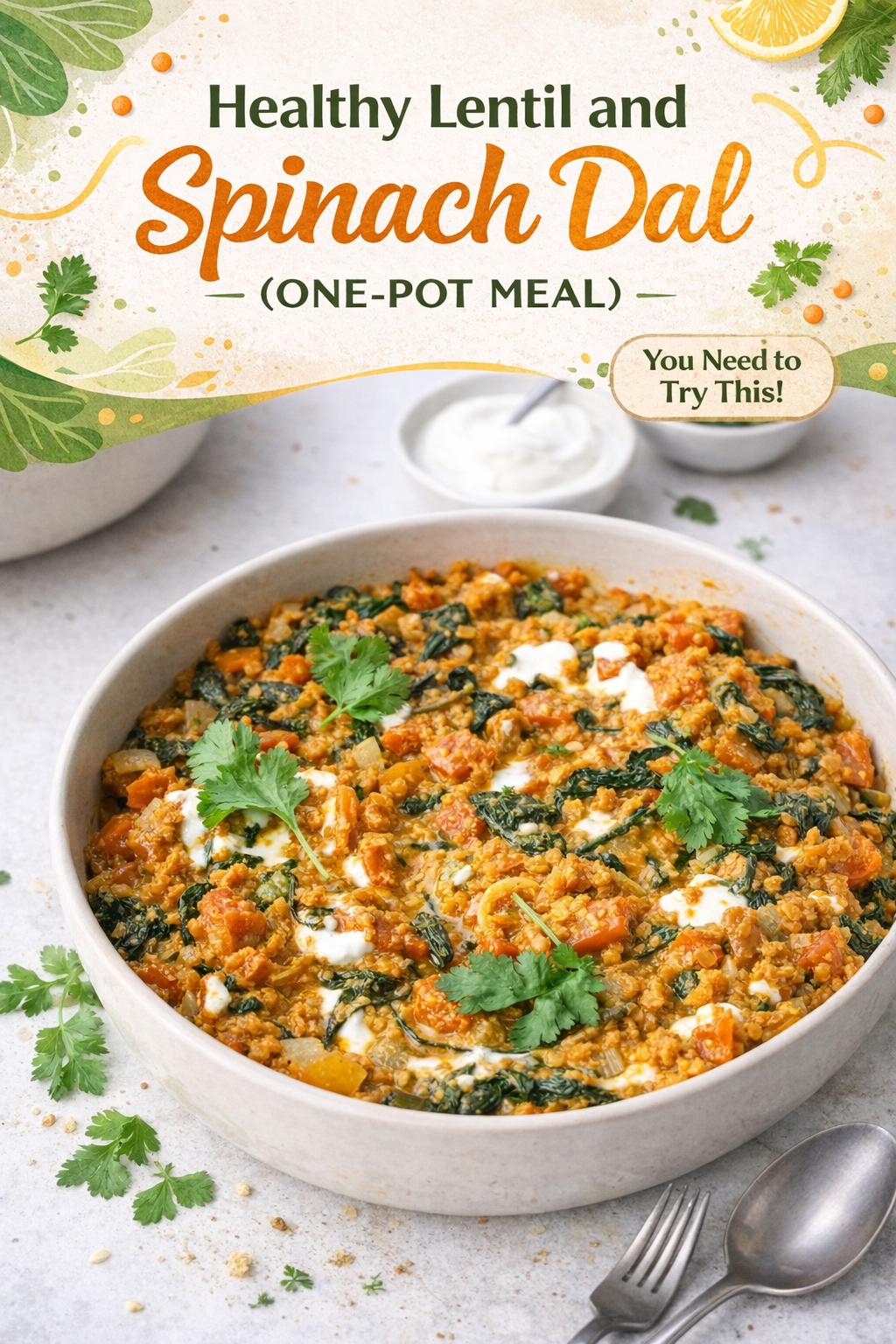 Hearty Lentil Spinach One Pot Dal
