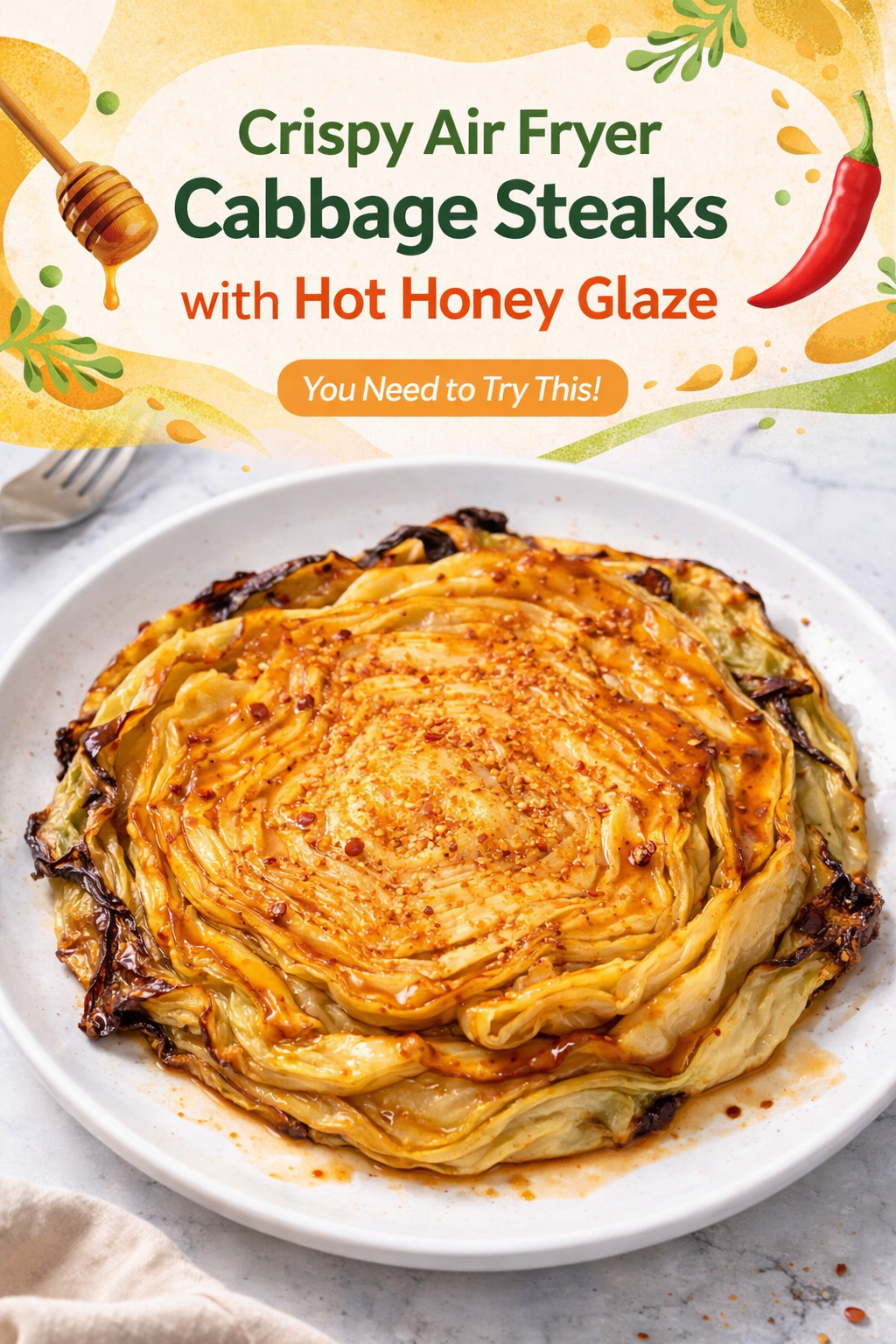 Hot Honey Glazed Air Fryer Cabbage Steaks