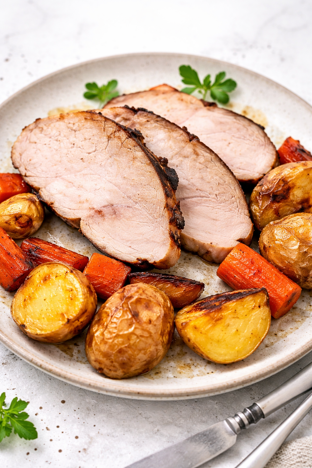 Juicy Air Fryer Pork with Carrots
