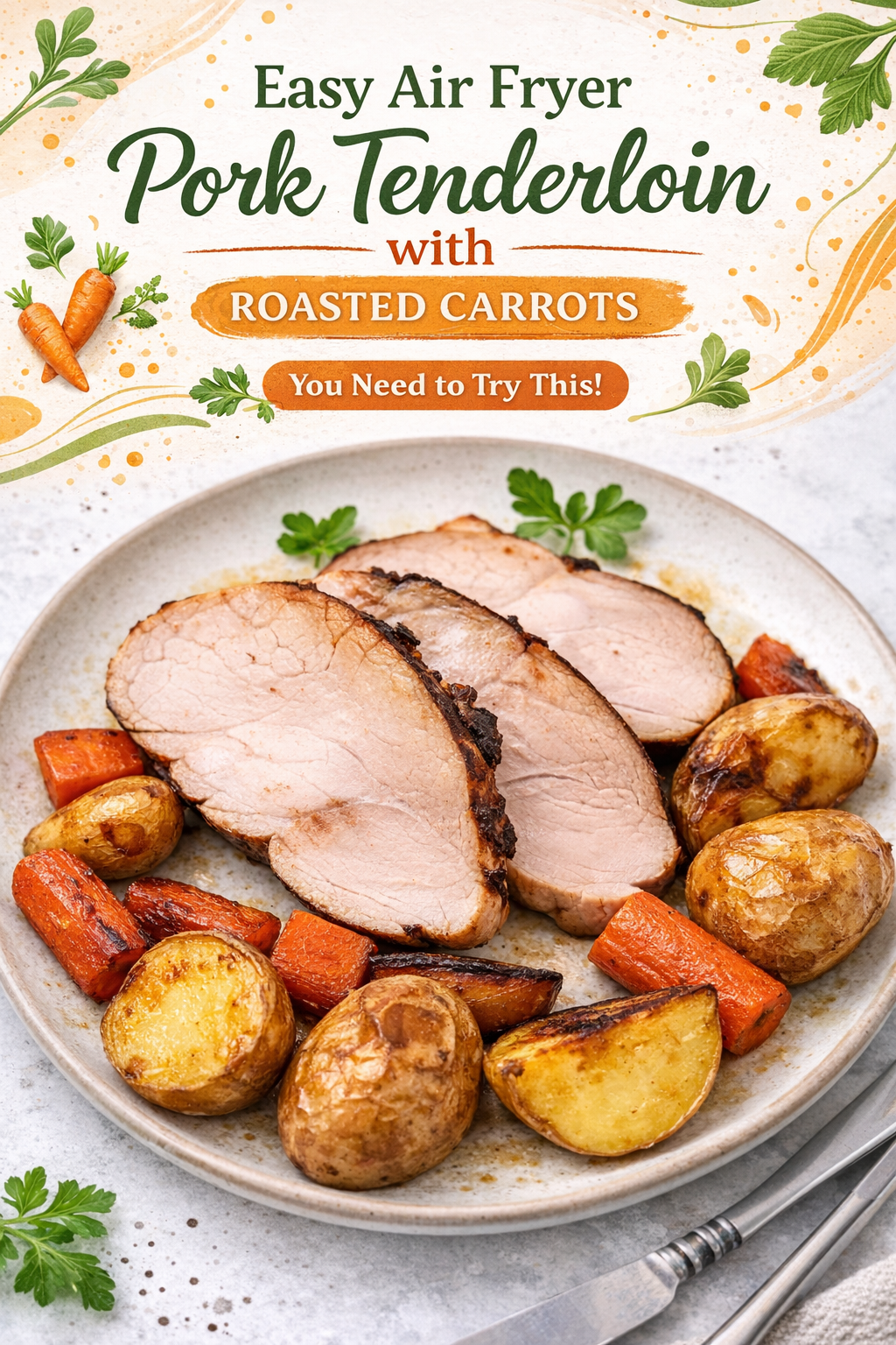 Juicy Air Fryer Pork with Carrots