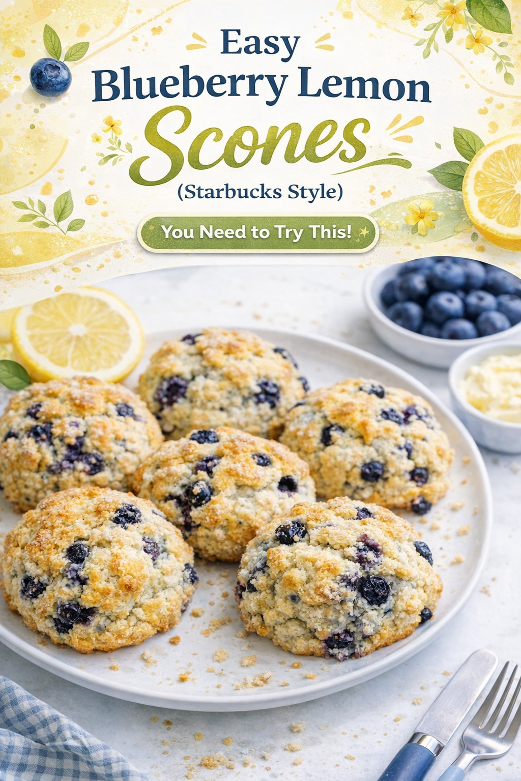 Lemon Blueberry Bakery Style Scones