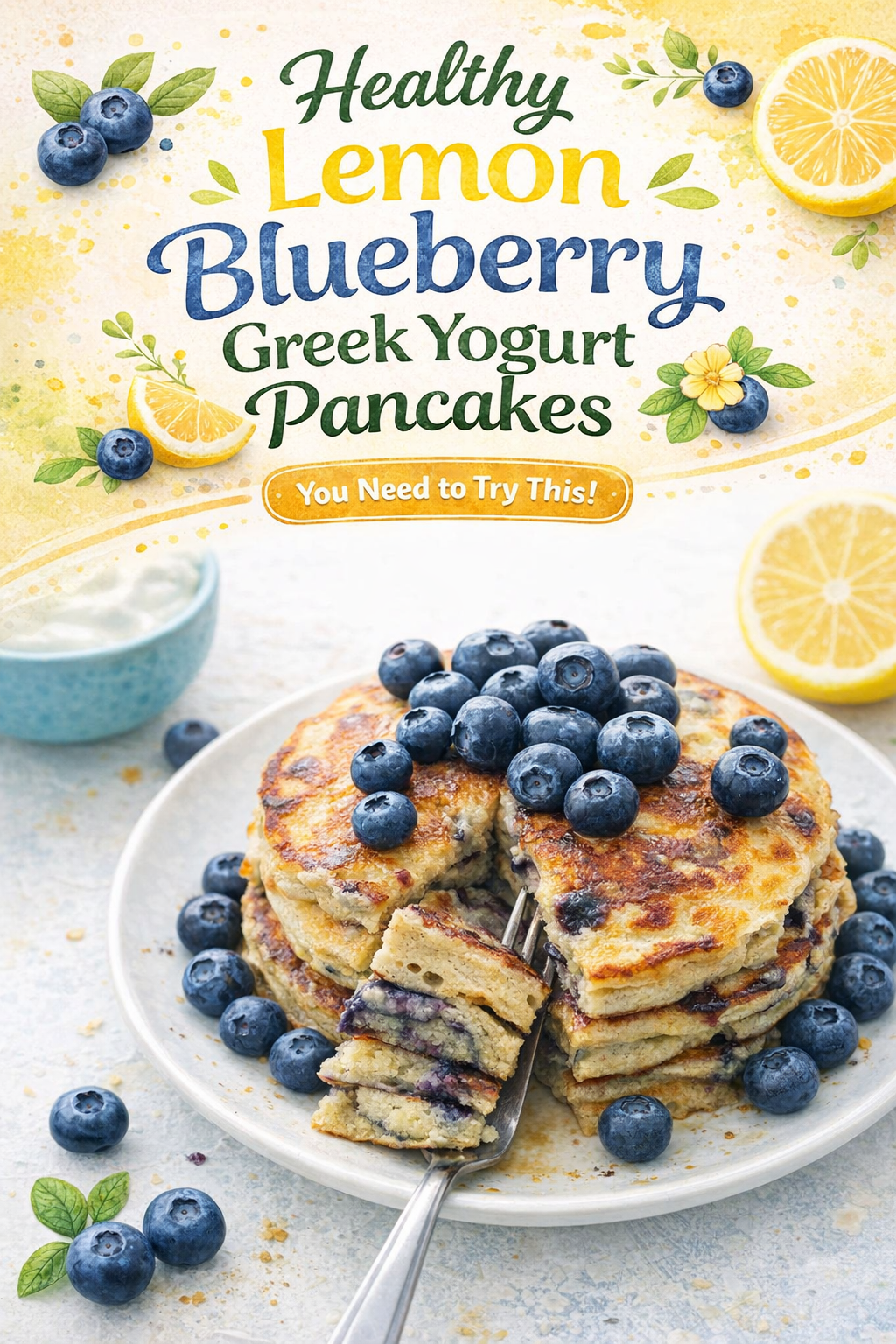 Lemon Blueberry Yogurt Pancakes