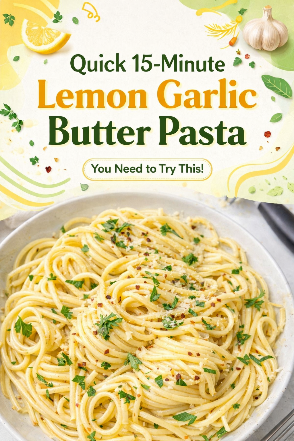 Lemon Garlic Butter Pasta in Fifteen
