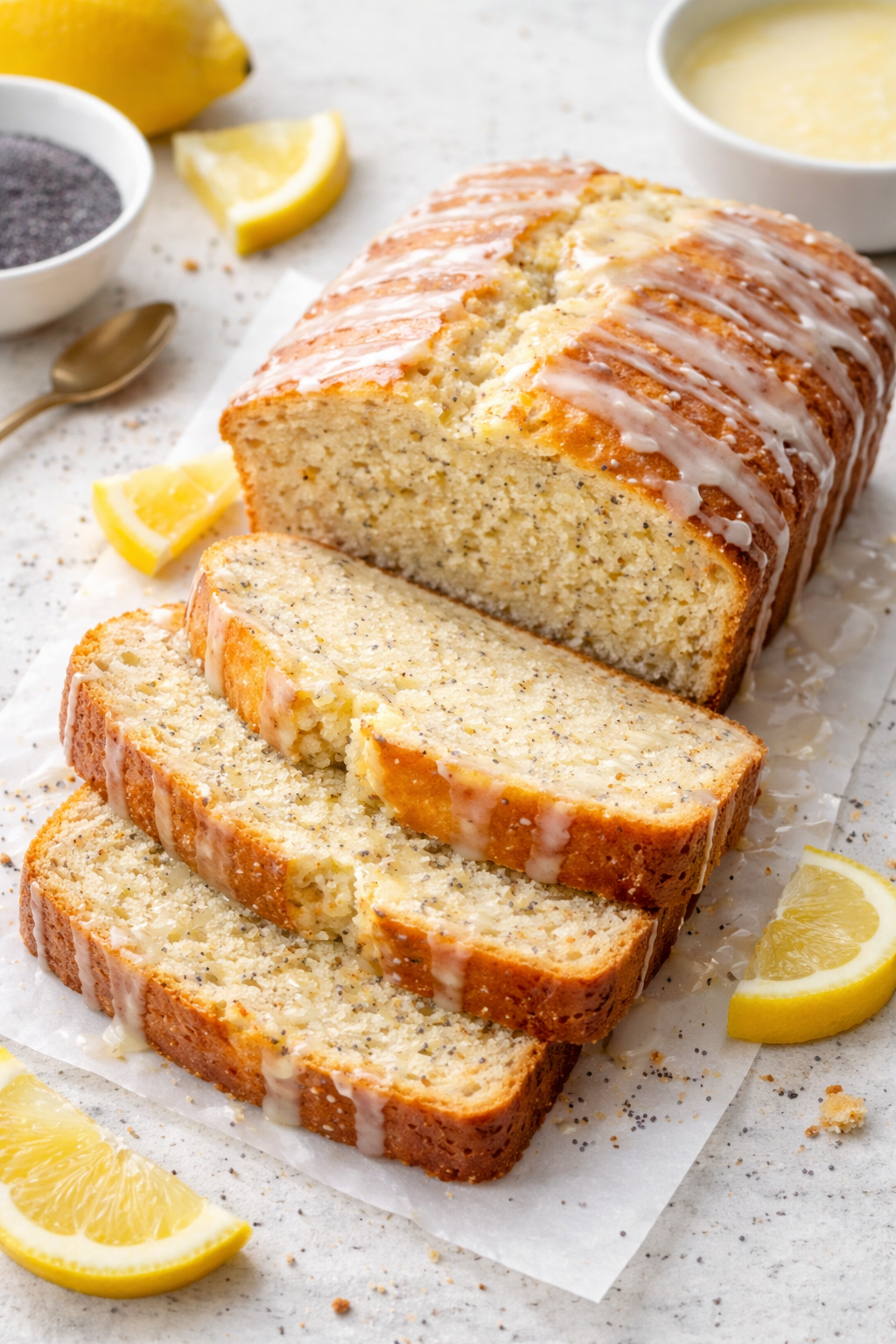 Lemon Poppy Seed Loaf with Sweet Glaze