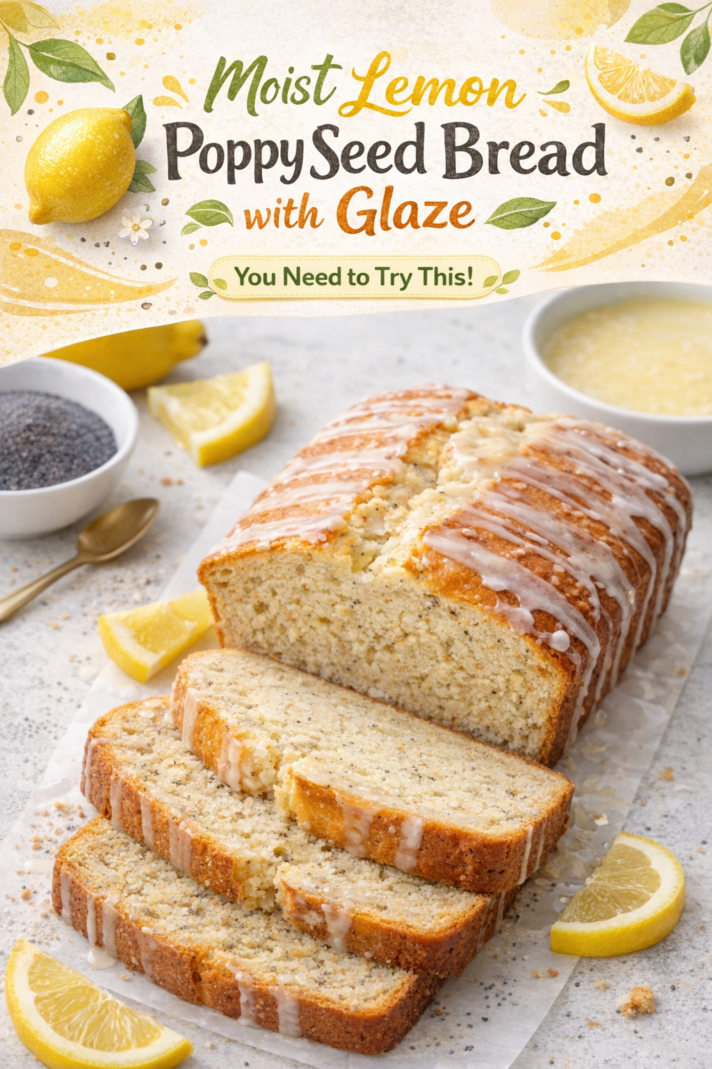 Lemon Poppy Seed Loaf with Sweet Glaze