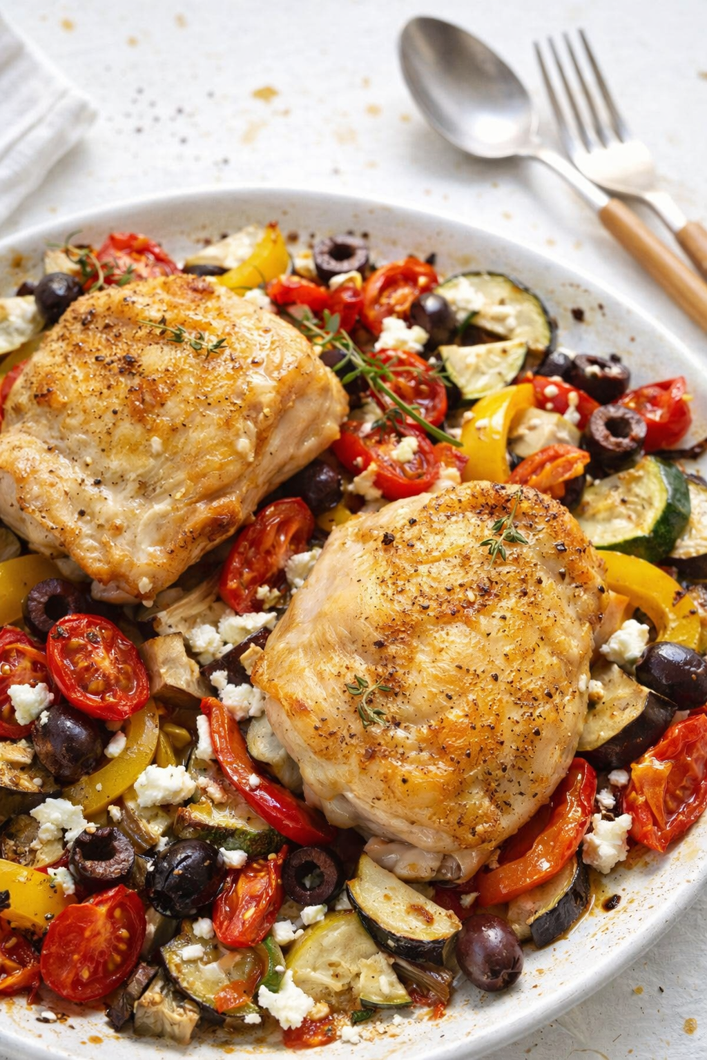 Mediterranean Chicken Thighs with Roasted Vegetables