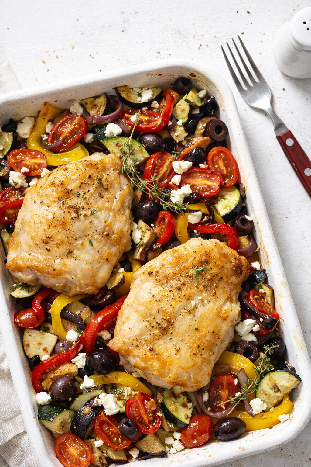 Mediterranean Chicken Thighs with Roasted Vegetables