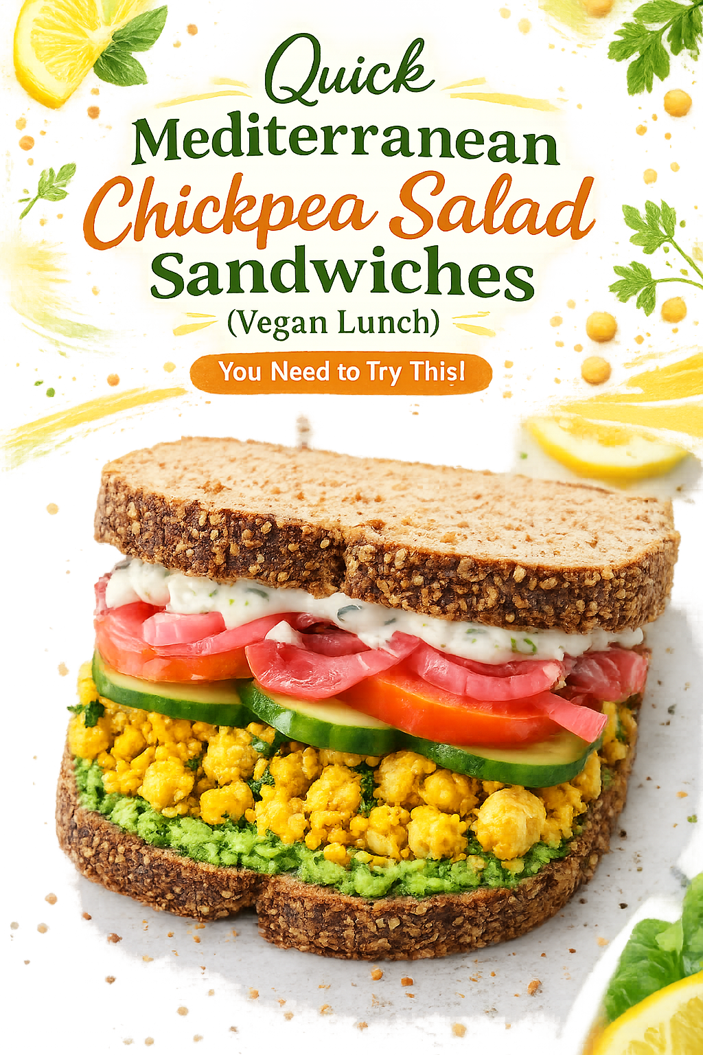 Mediterranean Chickpea Salad Sandwich