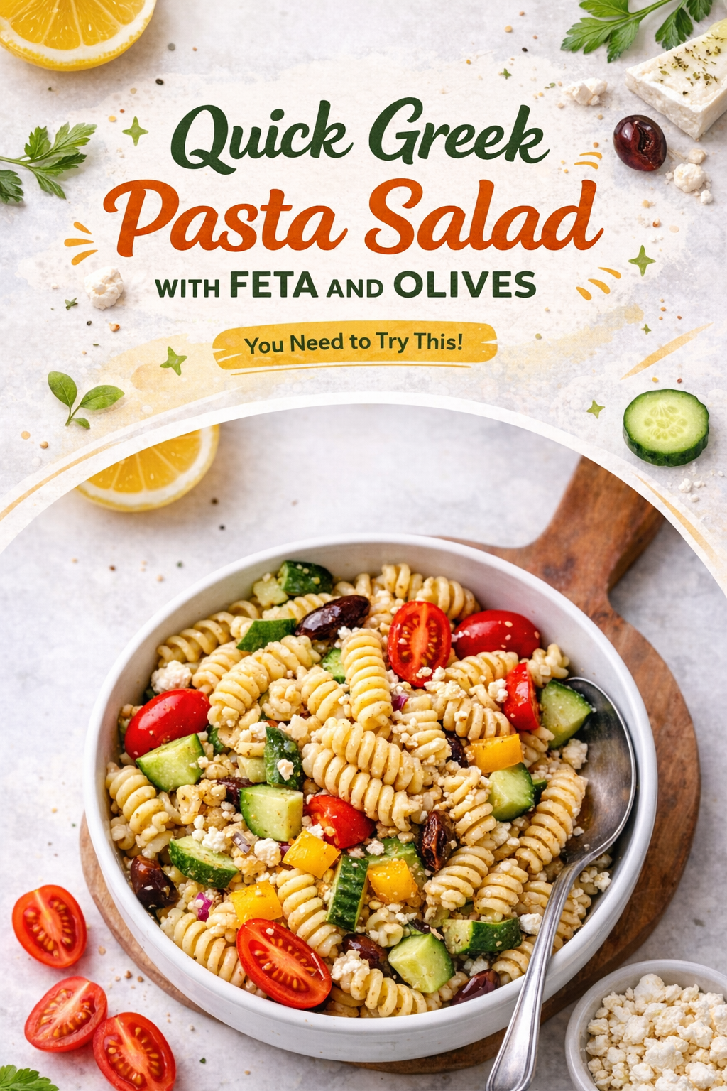 Mediterranean Pasta Salad with Feta Olives