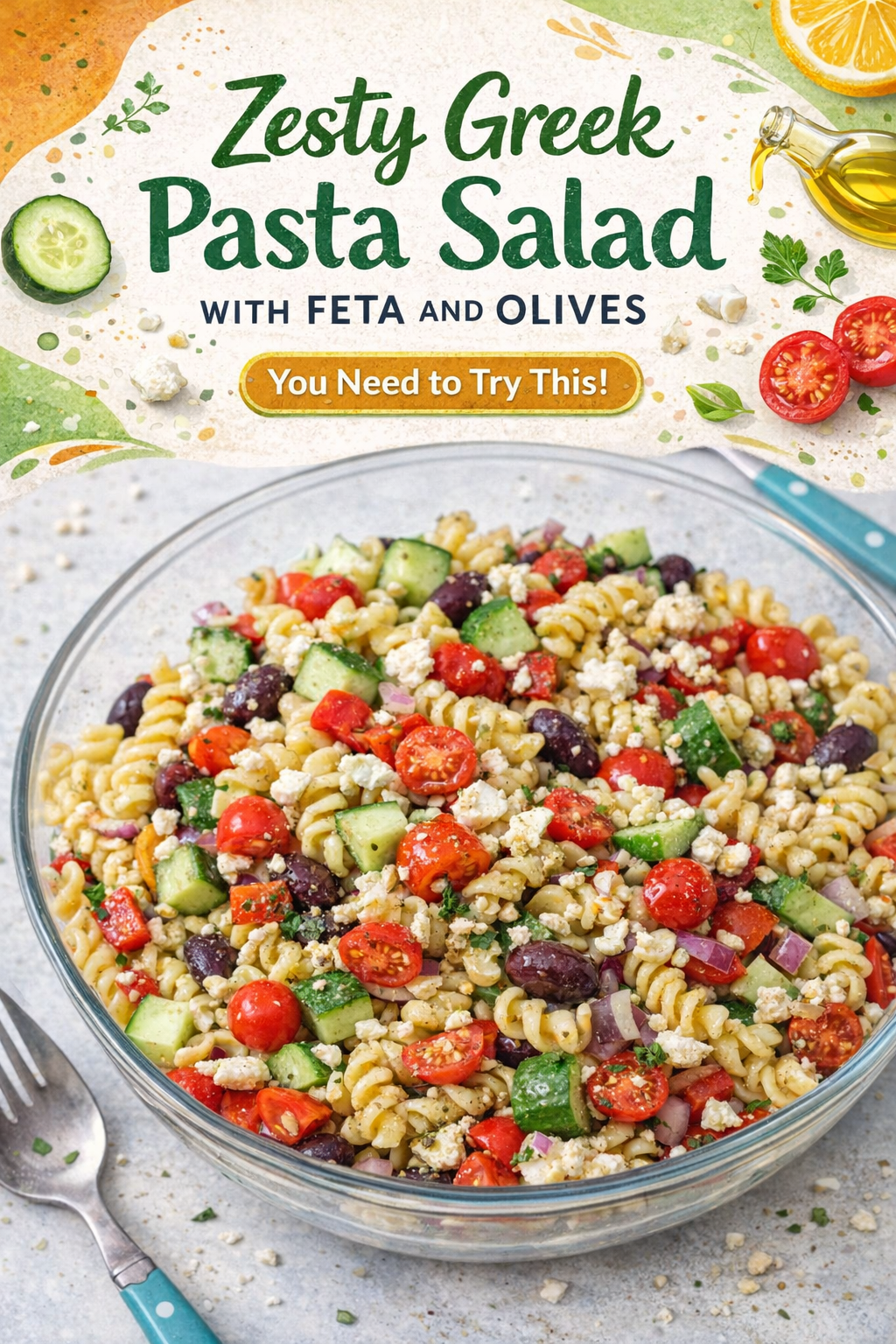 Mediterranean Pasta Salad with Feta and Olives